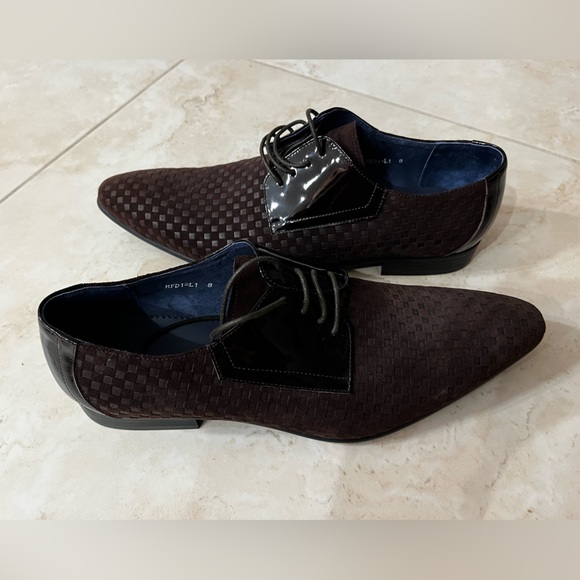 *NEW* Maceoo Brown Checkered Dress Shoes (US Size 8) - Picture 1 of 6